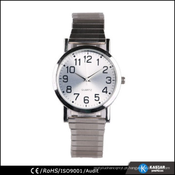 Relógio de quartz de prata com pulseira de aço inoxidável